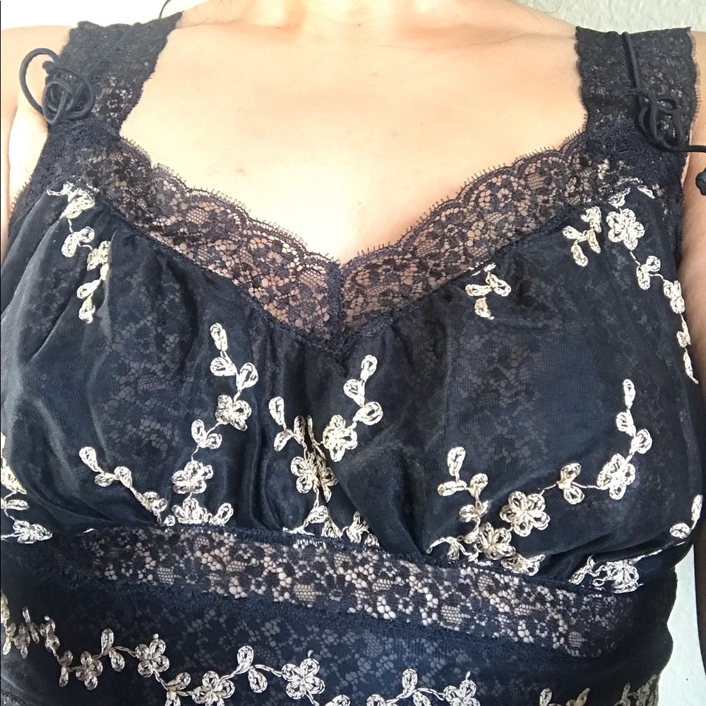 Vintage Mojud Black Full Slip Nightgown Sz 36 / M